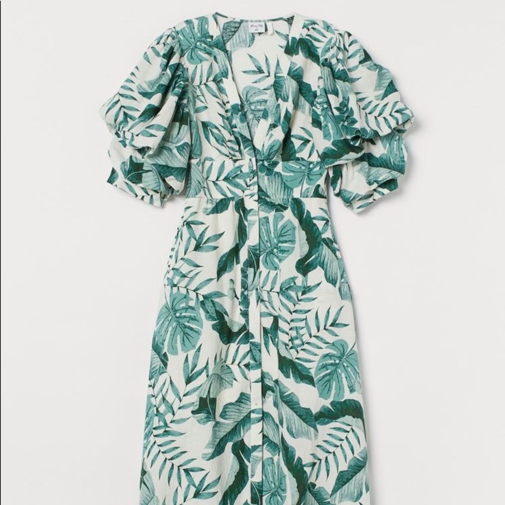 JOHANNA ORTIZ x H&M palm leaf print linen dress